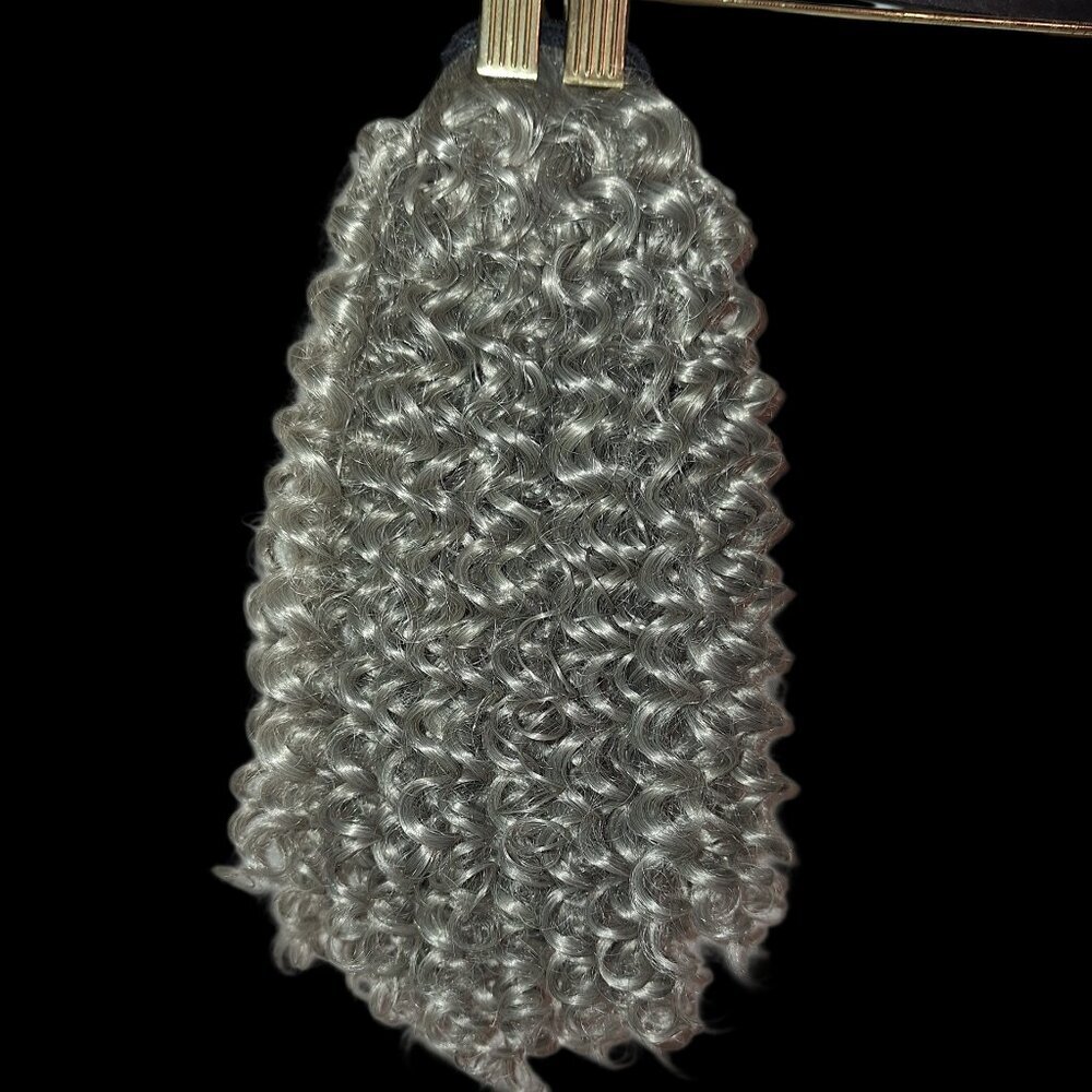 Gray Spiral Ponytail Holder Extension Hair Piece - EASY TO DRESS UP for Party